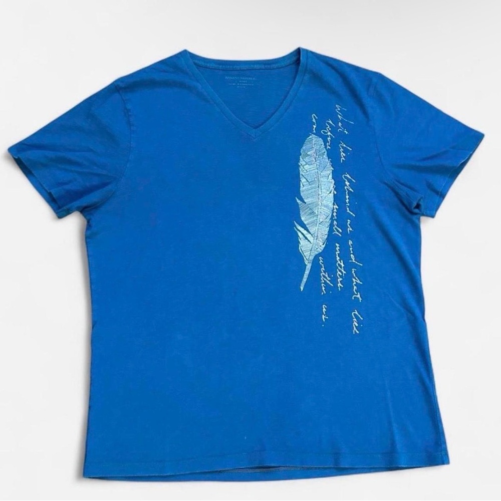 Men's Banana Republic V-Neck Feather Graphic T-Shirt - Blue